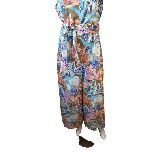J. McLaughlin Rebekka Floral Wide Leg Jumpsuit Belt Tie Waist sz L NWOT - Picture 9 of 16